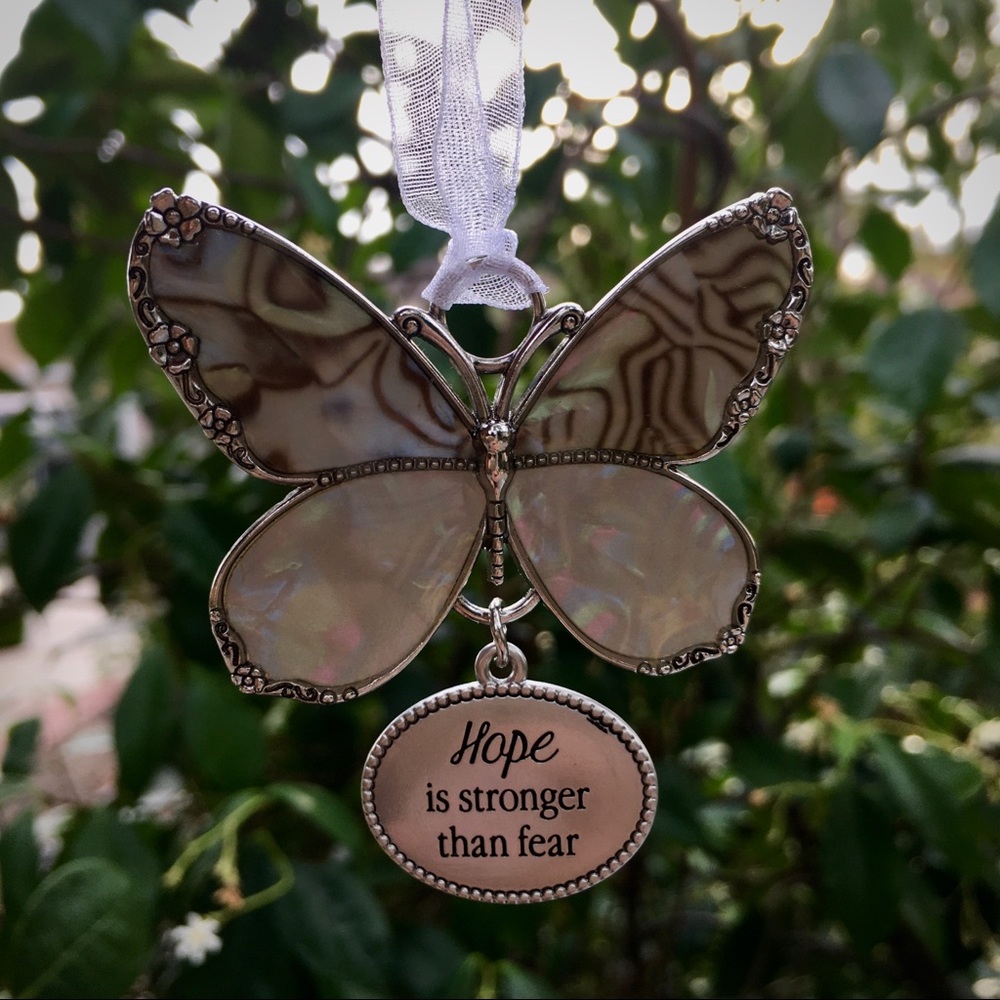 NWT🦋HOPE IS STRONGER THAN FEAR butterfly ornament